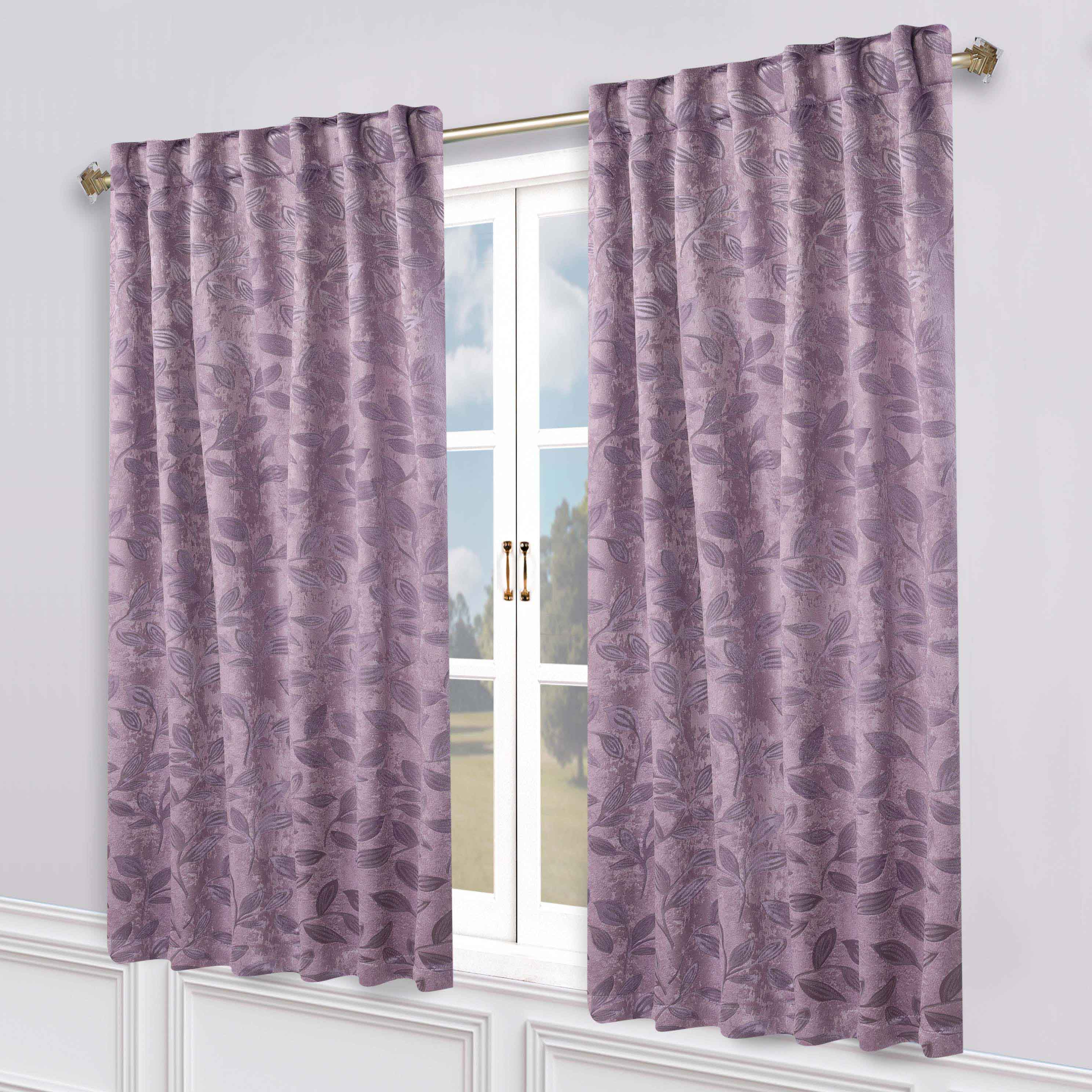 Leaves Room Darkening Back Tabs Blackout Curtain Panels, Set of 2