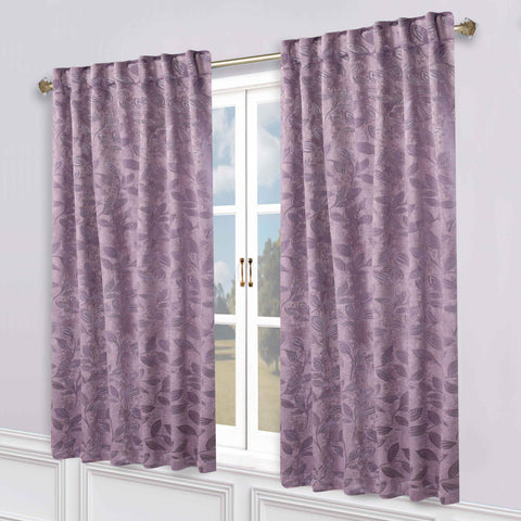 Leaves Room Darkening Back Tabs Blackout Curtain Panels, Set of 2