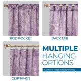 Leaves Room Darkening Back Tabs Blackout Curtain Panels, Set of 2