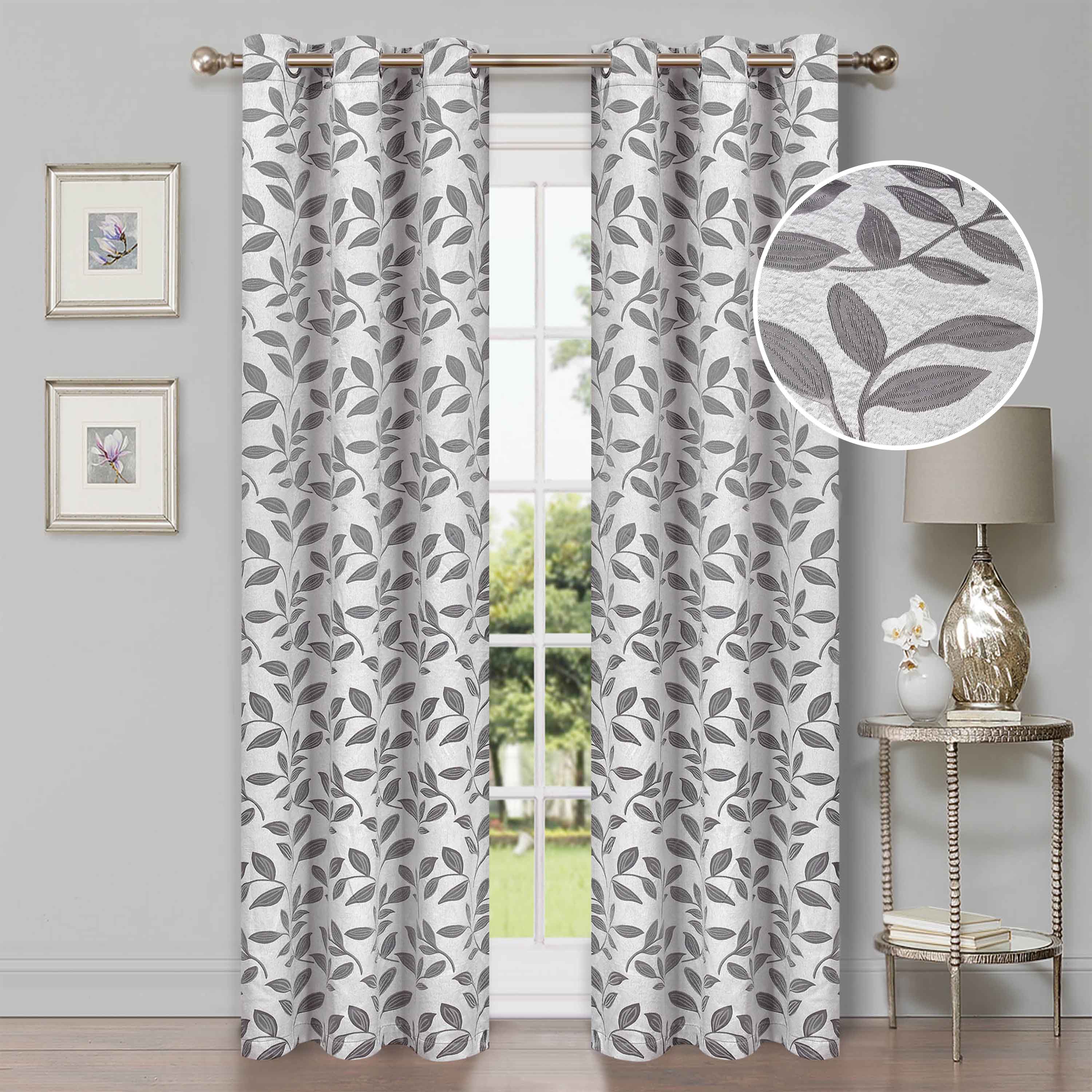 Leaves Room Darkening Blackout Curtain Panel Sets 4 Pieces