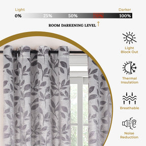 Leaves Room Darkening Blackout Curtain Panel Sets 4 Pieces