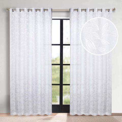 Blackout Curtains Leaves Pattern Room Darkening Grommet 2 Panels