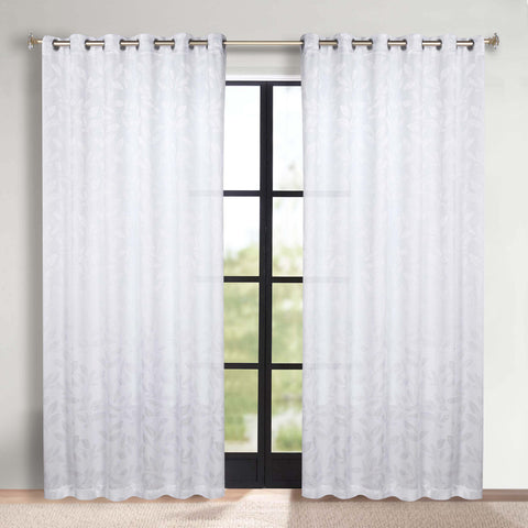Blackout Curtains Leaves Pattern Room Darkening Grommet 2 Panels