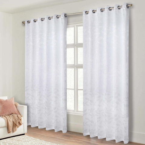 Blackout Curtains Leaves Pattern Room Darkening Grommet 2 Panels