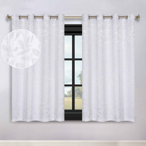 Blackout Curtains Leaves Pattern Room Darkening Grommet 2 Panels