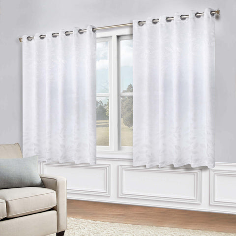 Blackout Curtains Leaves Pattern Room Darkening Grommet 2 Panels