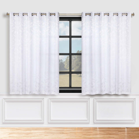 Blackout Curtains Leaves Pattern Room Darkening Grommet 2 Panels