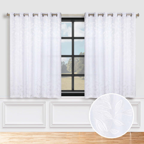 Blackout Curtains Leaves Pattern Room Darkening Grommet 2 Panels