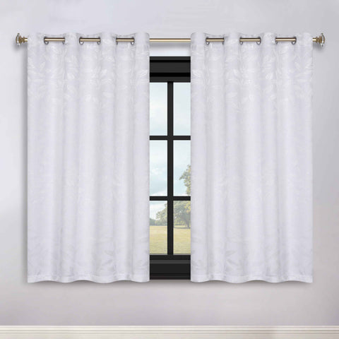 Blackout Curtains Leaves Pattern Room Darkening Grommet 2 Panels