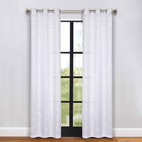 Blackout Curtains Leaves Pattern Room Darkening Grommet 2 Panels