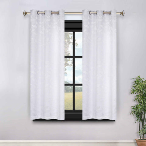 Blackout Curtains Leaves Pattern Room Darkening Grommet 2 Panels