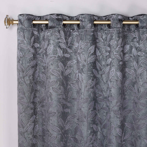 Blackout Curtains Leaves Pattern Room Darkening Grommet 2 Panels