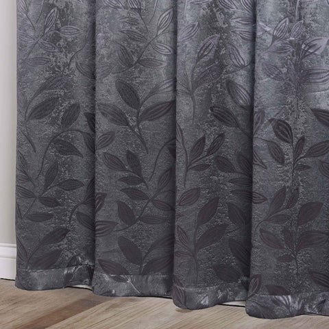 Blackout Curtains Leaves Pattern Room Darkening Grommet 2 Panels