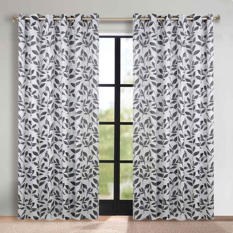 Blackout Curtains Leaves Pattern Room Darkening Grommet 2 Panels