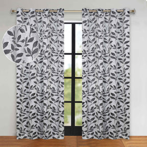 Leaves Room Darkening Grommet Blackout Curtain Panels, Set of 2