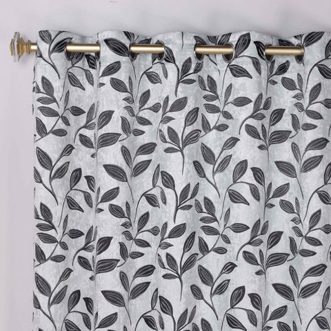 Blackout Curtains Leaves Pattern Room Darkening Grommet 2 Panels