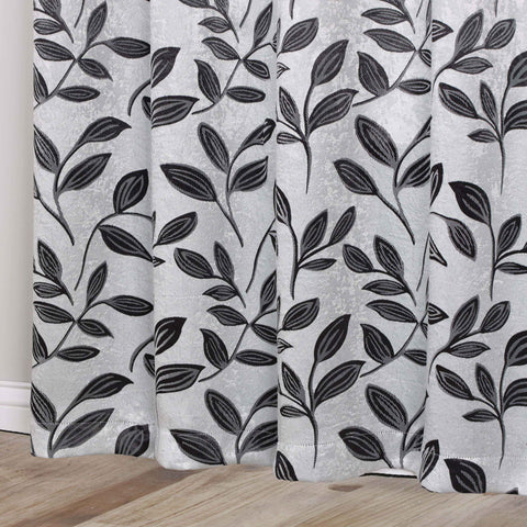 Blackout Curtains Leaves Pattern Room Darkening Grommet 2 Panels
