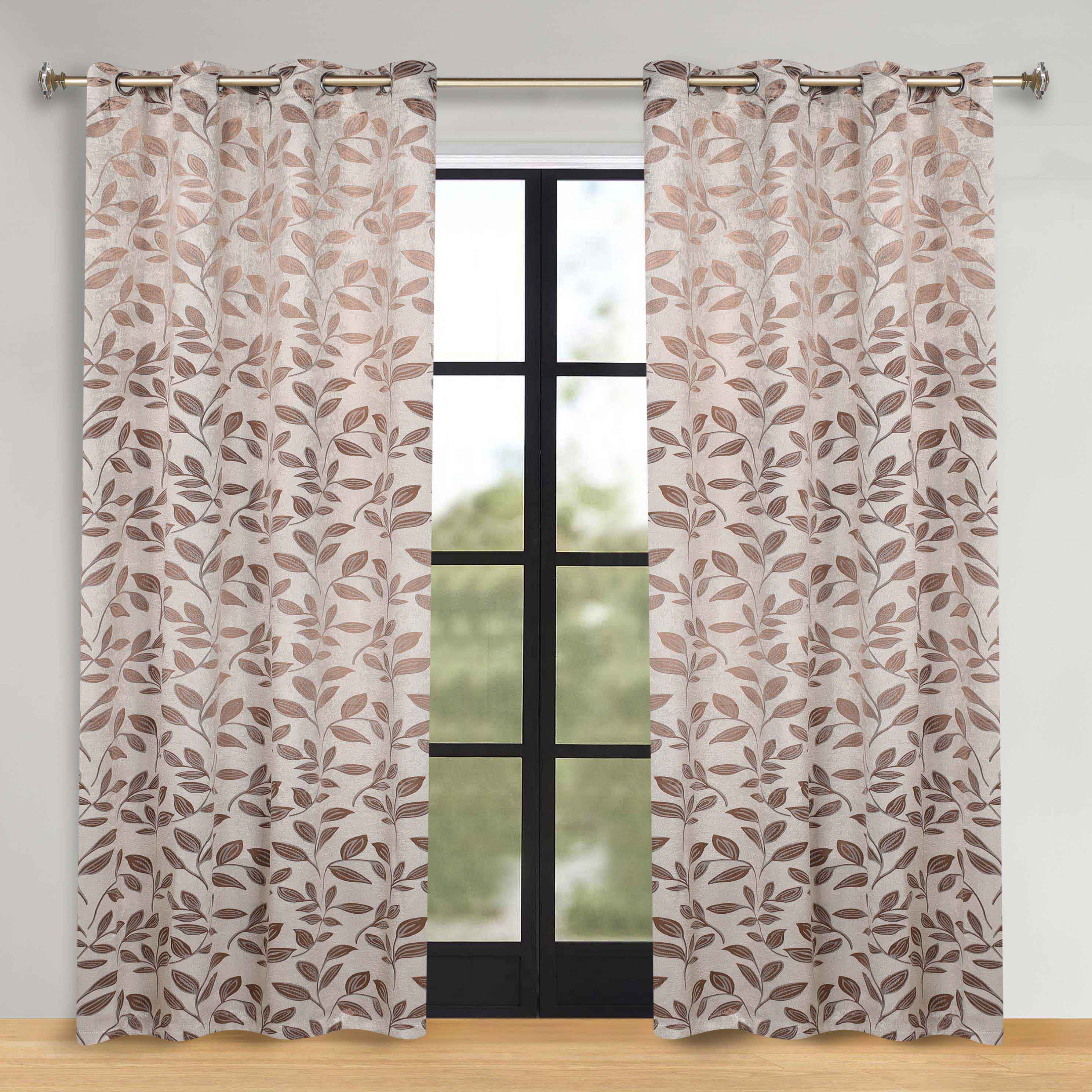 Leaves Room Darkening Washable Blackout Curtain Panels, Set of 2