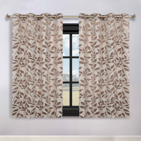 Leaves Room Darkening Washable Blackout Curtain Panels, Set of 2