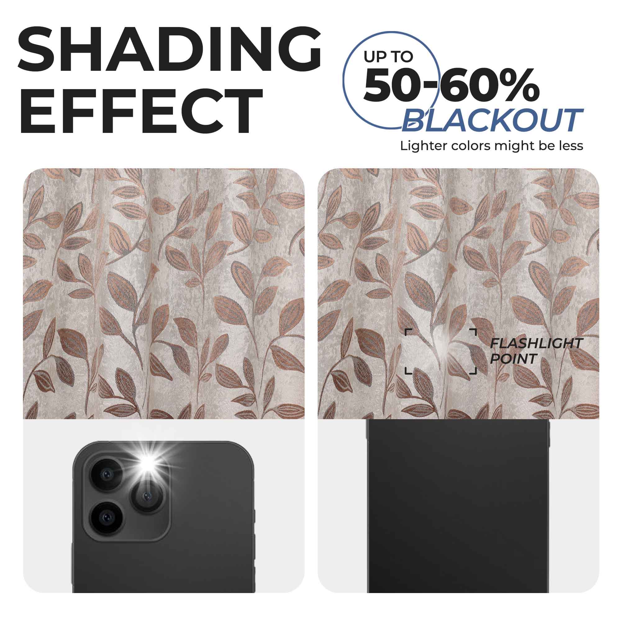 Leaves Room Darkening Washable Blackout Curtain Panels, Set of 2