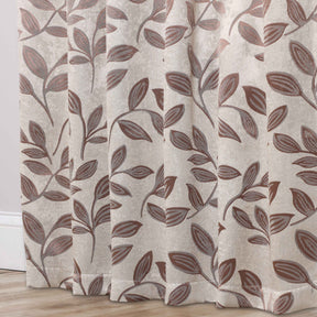 Leaves Room Darkening Washable Blackout Curtain Panels, Set of 2