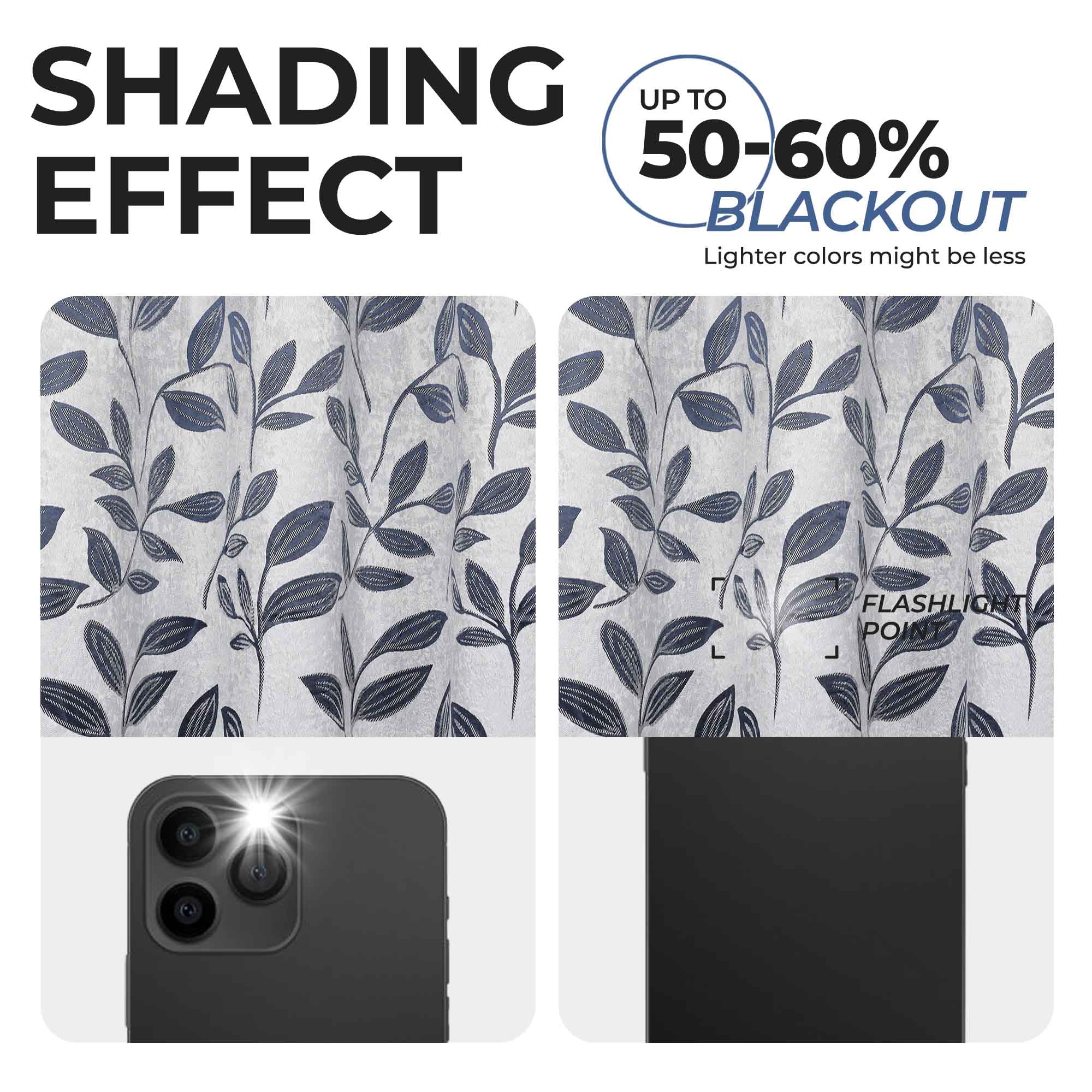 Leaves Room Darkening Washable Blackout Curtain Panels, Set of 2