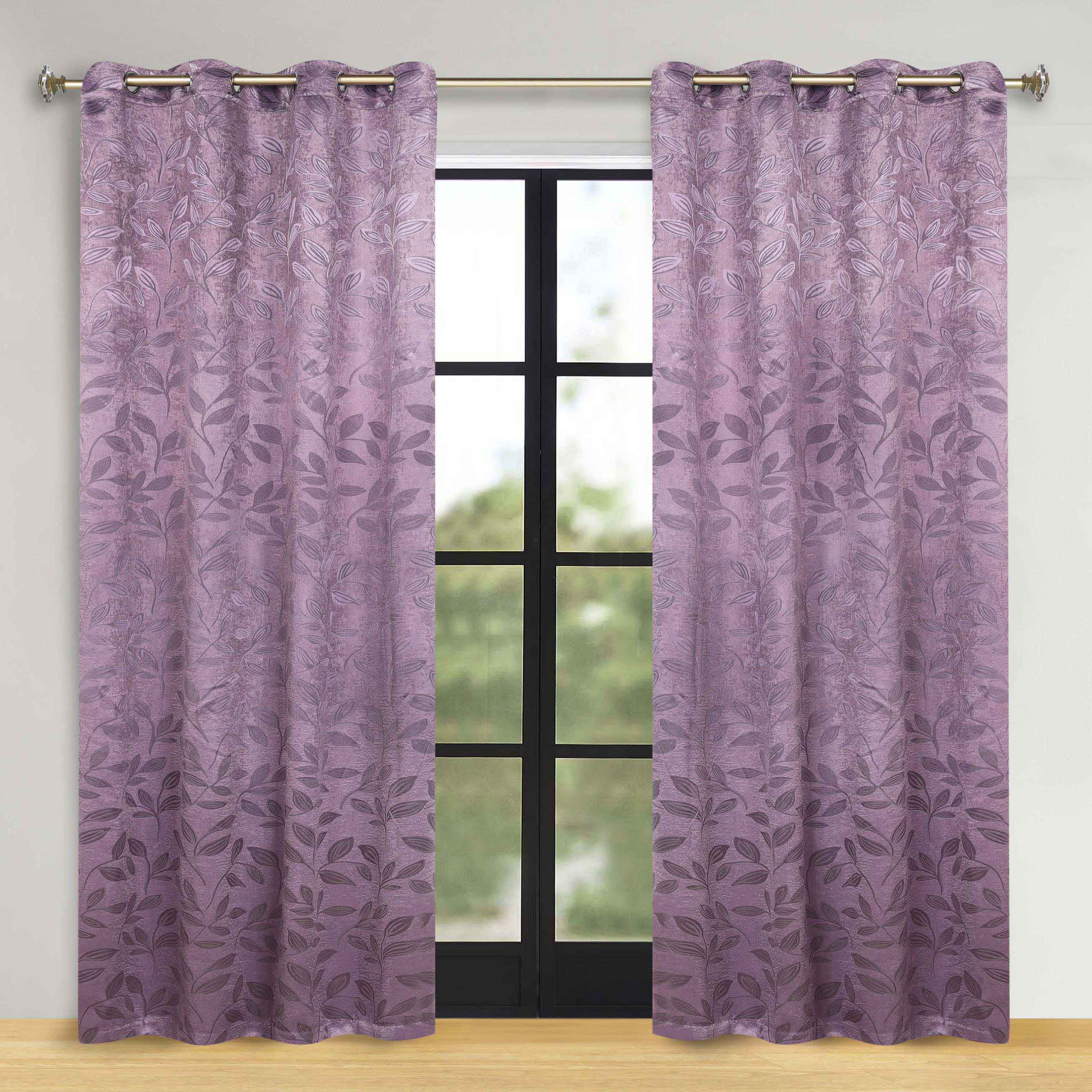 Leaves Room Darkening Washable Blackout Curtain Panels, Set of 2