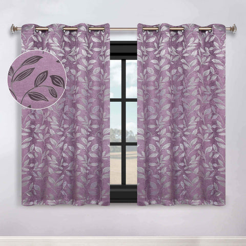 Leaves Room Darkening Washable Blackout Curtain Panels, Set of 2