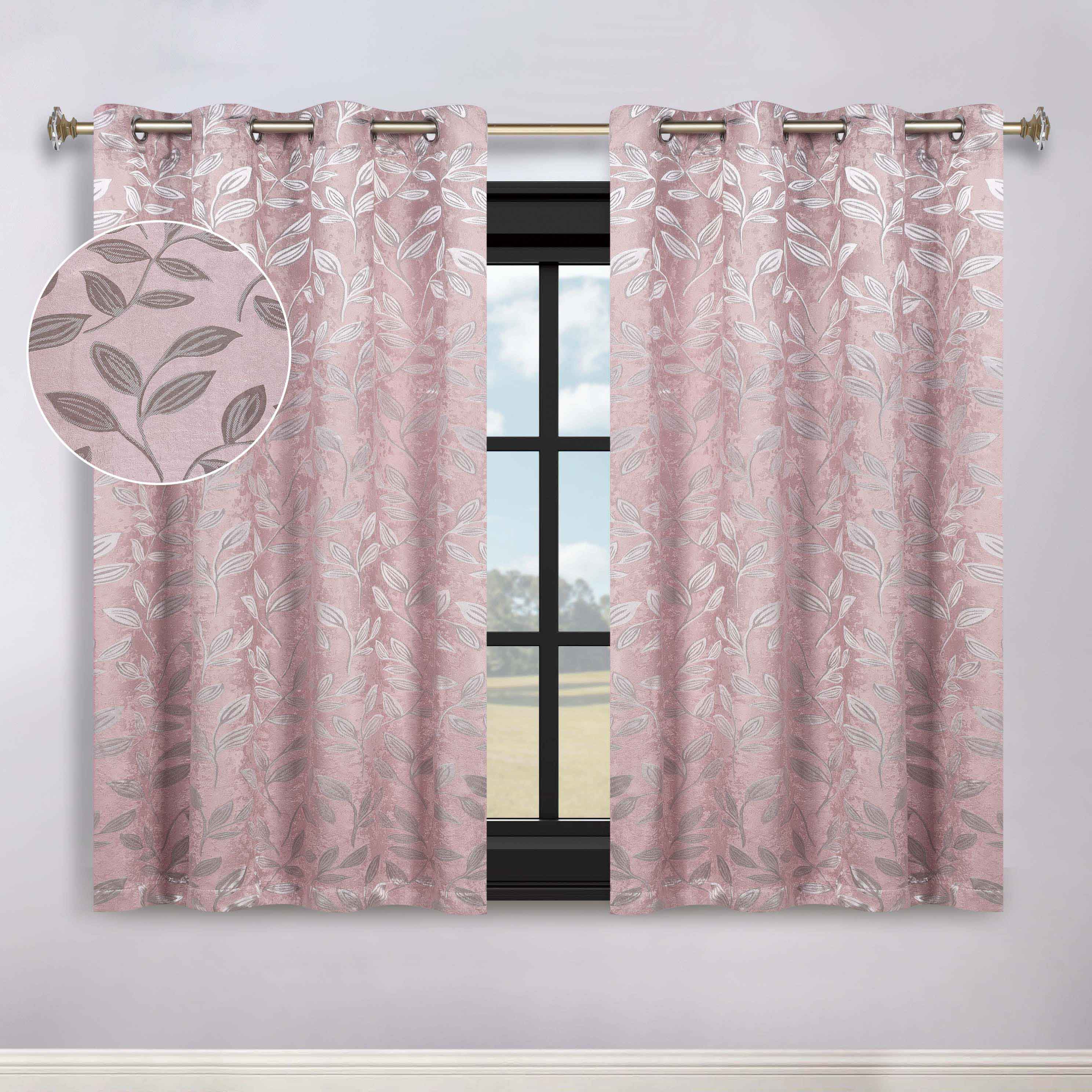 Leaves Room Darkening Washable Blackout Curtain Panels, Set of 2