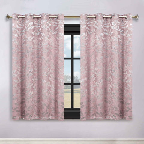 Leaves Room Darkening Washable Blackout Curtain Panels, Set of 2