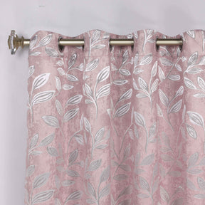 Leaves Room Darkening Washable Blackout Curtain Panels, Set of 2