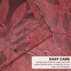 Leaves Room Darkening Washable Blackout Curtain Panels, Set of 2