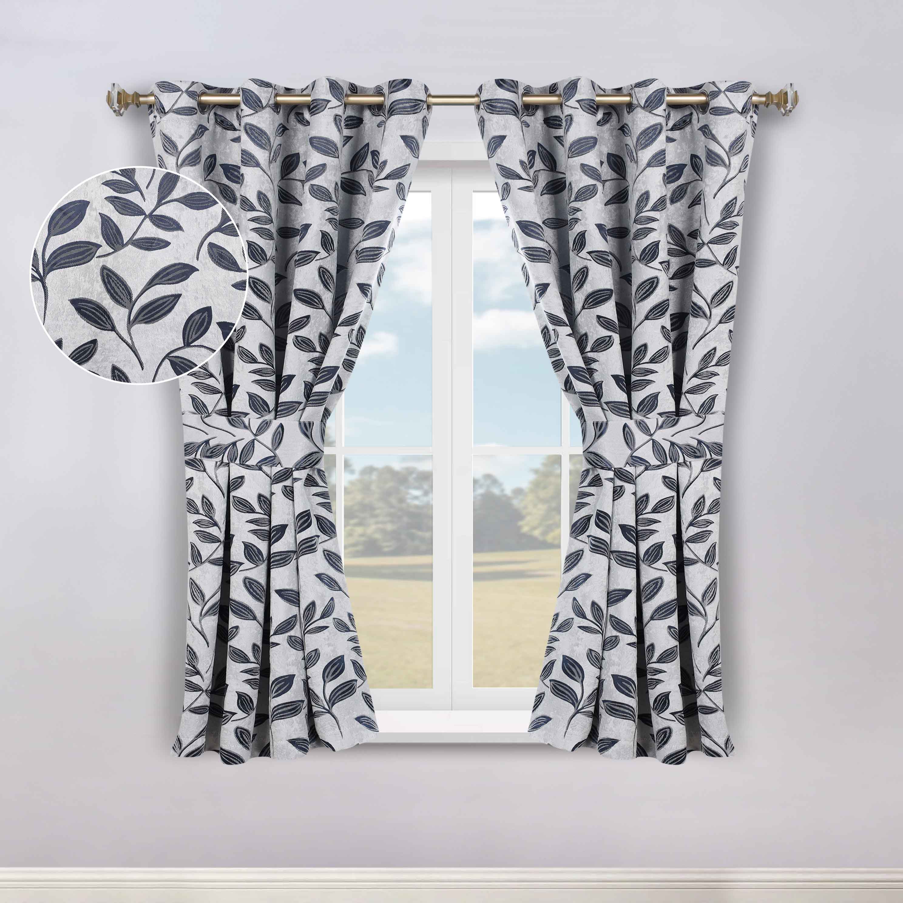 Leaves Room Darkening Washable Blackout Curtain Panels, Set of 2
