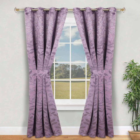 Blackout Window Curtains Leaves Pattern Room Darkening Set of 2