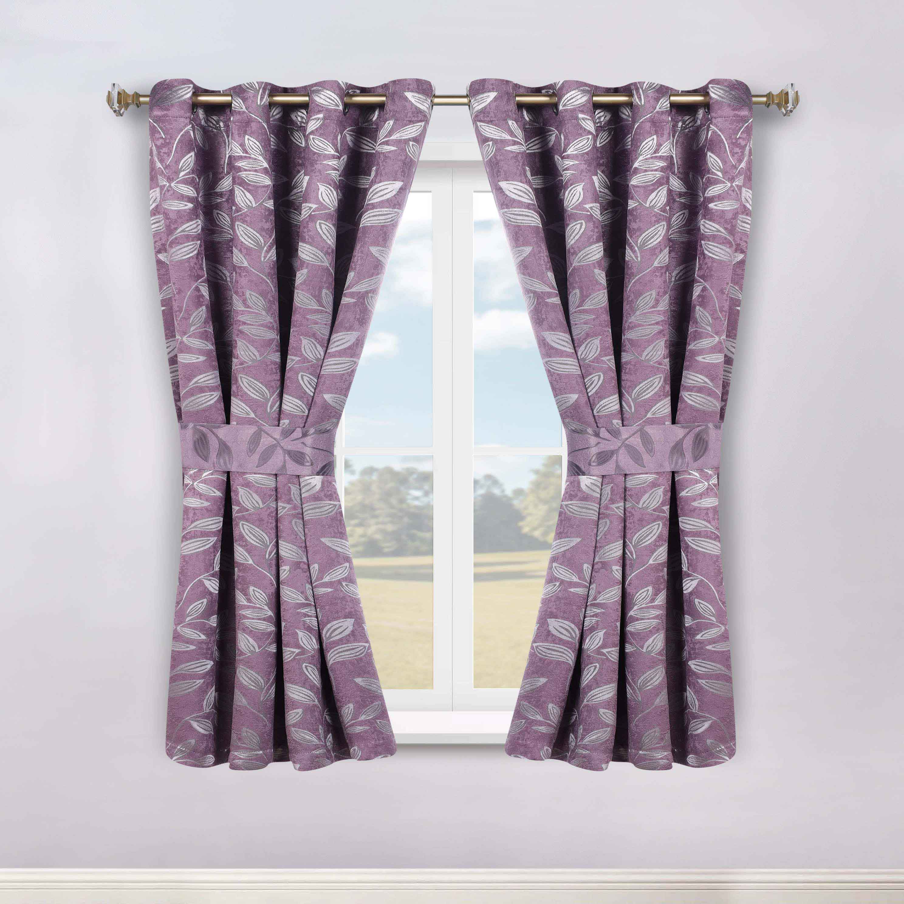 Leaves Room Darkening Washable Blackout Curtain Panels, Set of 2