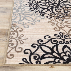 Leigh Non-Slip Modern Floral Medallion Indoor Washable Area Rug