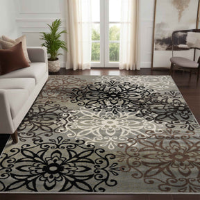 Leigh Traditional Floral Scroll Indoor Area Rug or Runner Rug Or Door Mat