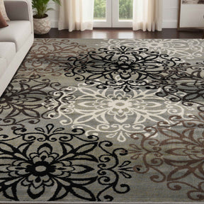 Leigh Traditional Floral Scroll Indoor Area Rug or Runner Rug Or Door Mat