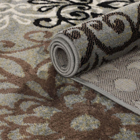 Leigh Traditional Floral Scroll Indoor Area Rug or Runner Rug Or Door Mat