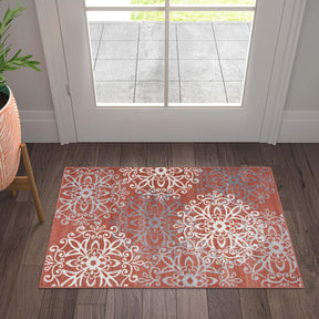 Leigh Traditional Floral Scroll Indoor Area Rug or Runner Rug Or Door Mat