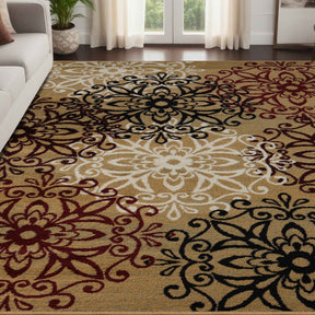 Leigh Traditional Floral Scroll Indoor Area Rug or Runner Rug Or Door Mat