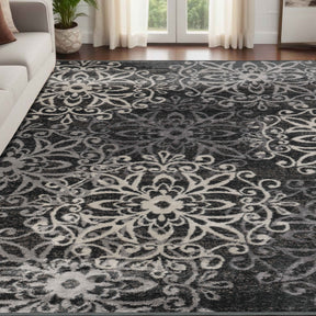 Leigh Traditional Floral Scroll Indoor Area Rug or Runner Rug Or Door Mat