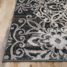Leigh Traditional Floral Scroll Indoor Area Rug or Runner Rug Or Door Mat