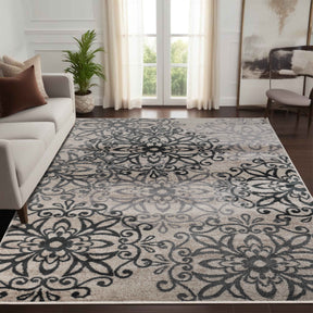 Leigh Traditional Floral Scroll Indoor Area Rug or Runner Rug Or Door Mat