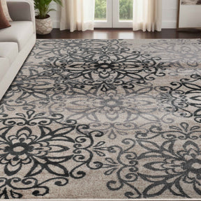 Leigh Traditional Floral Scroll Indoor Area Rug or Runner Rug Or Door Mat