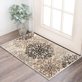 Leigh Traditional Floral Scroll Indoor Area Rug or Runner Rug Or Door Mat