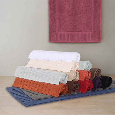 Leo Cotton Modern Absorbent Heavy Washable Bath Mat Set of 2