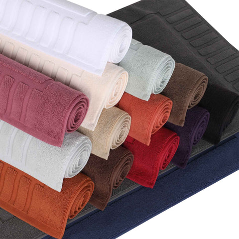 Leo Cotton Modern Absorbent Heavy Washable Bath Mat Set of 2