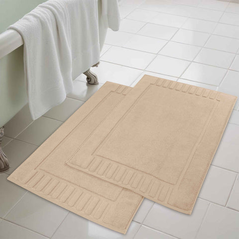 Leo Cotton Modern Absorbent Heavy Washable Bath Mat Set of 2