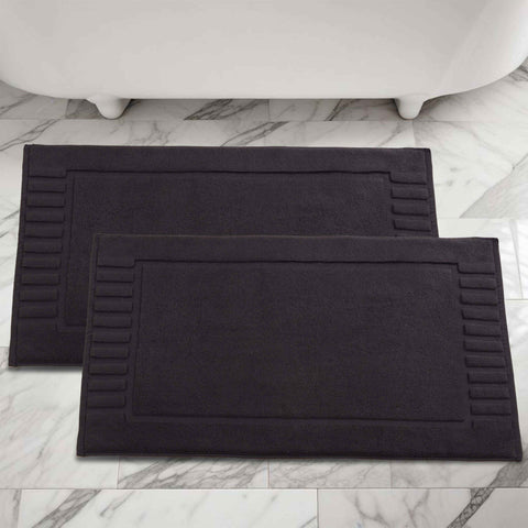 Leo Cotton Modern Absorbent Heavy Washable Bath Mat Set of 2